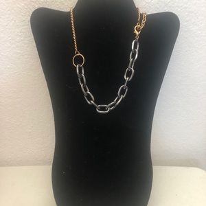 Faux gold and silver tone chain look necklace